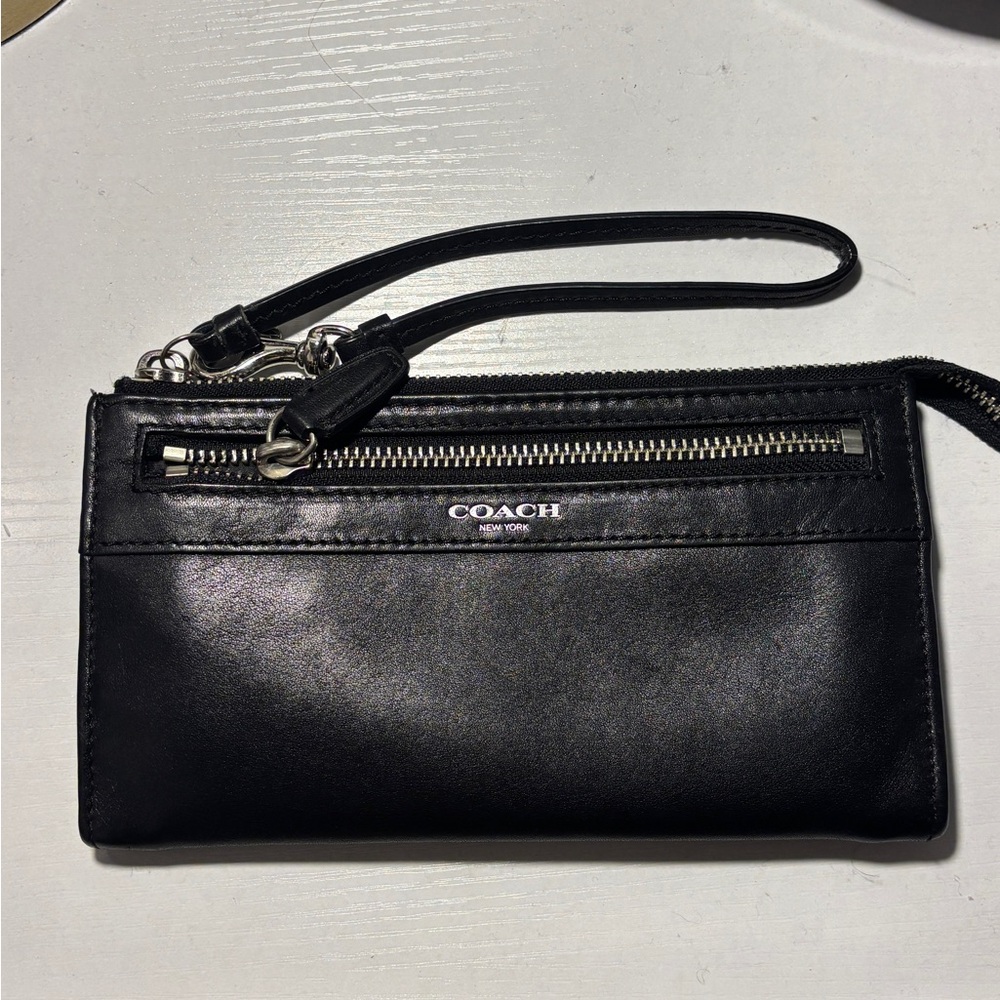 Coach Black Leather Wristlet